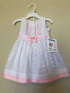 Bonnie Baby white/pink girl dress Size 24M New - Picture 1 of 4