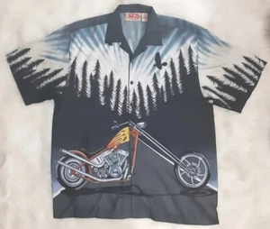 Motorrad Chopper Biker Grafik Knopfleiste Hemd Herren Größe Medium Malibu Dreams - Bild 1 von 13