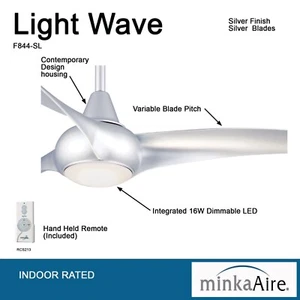Minka Aire F844-SL Light Wave 52" LED Indoor Silver Ceiling Fan + Remote Control - Picture 1 of 6