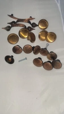 Lot of 17 MID CENTURY COPPER FINISH FURNITURE Pulls 1900S   LOOK - Image 1 of 3