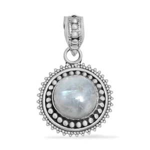 Regenbogen Mondstein 925 Sterling Silber Perlen Anhänger für Damen & Mädchen P-4580 - Bild 1 von 4
