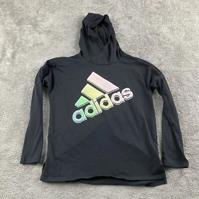 Adidas Hoodie Girls Large 14 Black Adidas Logo Regular Fit - Image 1 of 4