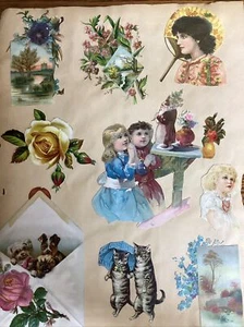 Vintage gestanzte Sammelalbum-Seite um 1800 mit viktorianischen Karten & Stanzformen auf beiden Seiten - Bild 1 von 2