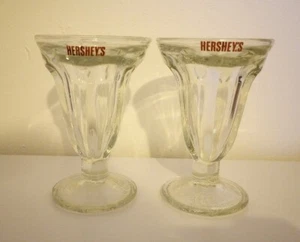 (2) Hershey Ice Cream Sundae Tall Glasses EUC No Chips or Cracks - Picture 1 of 2