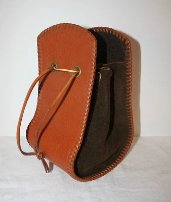 Cartera de cuero de vaca con cordón bolso de mano bolso de cuero gamuza cosido a mano Foto 1 de 4