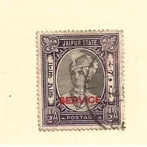 India Jaipur 1/2 anna con sobreimpresión roja SERVICIO usado - Imagen 1 de 1