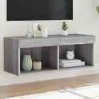 TV Cabinet with LED Lights Grey Sonoma 80x30x30 cm