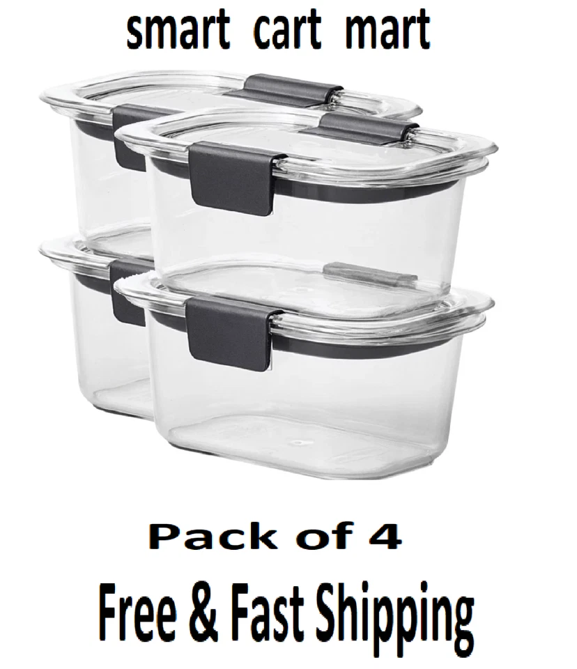Contenedor de almacenamiento de alimentos a prueba de manchas Rubbermaid Brilliance 1,3 tazas, paquete de 4 Foto 1 de 1