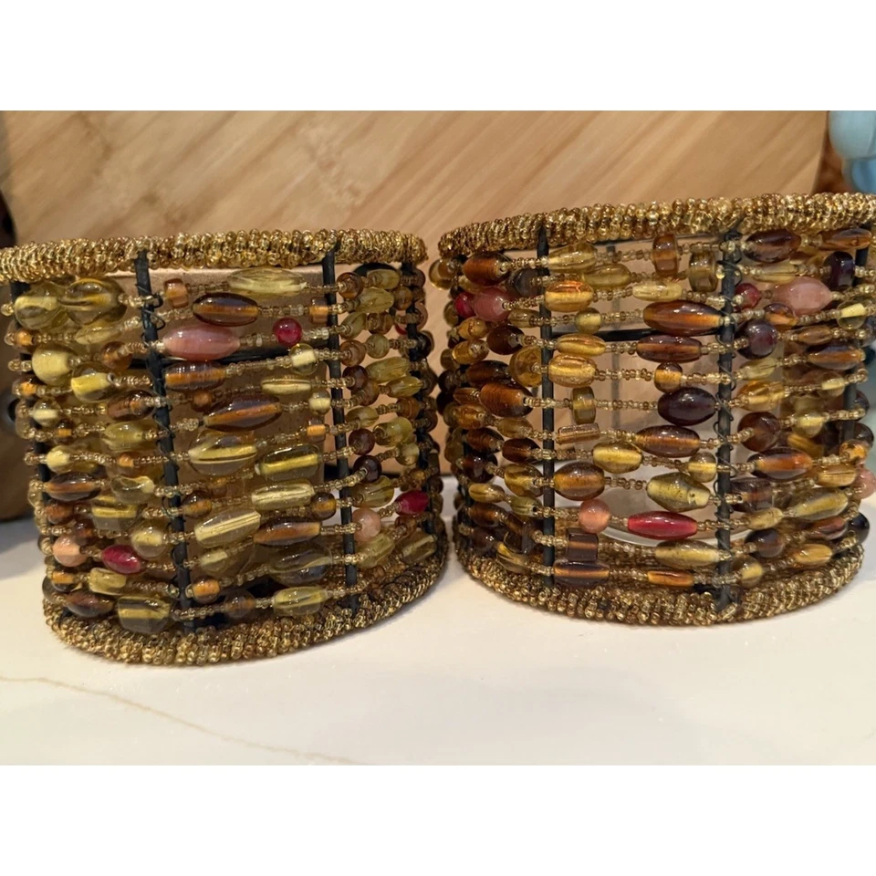 Aplique de pared vela votiva Pottery Barn Madura ámbar con cuentas lote de 2 Foto 1 de 4