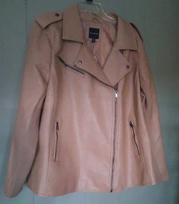 Chaqueta estilo motociclista Lane Bryant nueva con etiquetas talla 22/24 color camel guijarros forrada con textura Foto 1 de 4