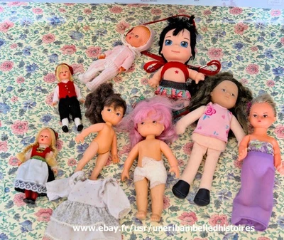 Anciennes petites poupées, yeux dormeurs, 12 et 14 cm + divers,+Famosa, Corolle - Photo 1/4