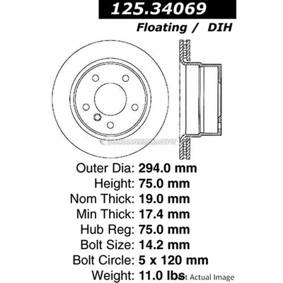 Disco de rotor de freno trasero centrado DAC para BMW Z4 2003 2004 2005 2006 2007 2008 Foto 1 de 2