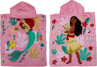 Disney Princess Ariel and Moana Duo Hooded Poncho Towel 50x115cm - Image 1 of 3
