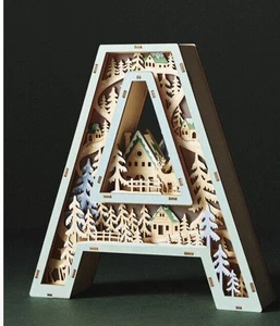 Anthropologie Monogramm Wunderland Leuchtszene Buchstabe "A" Urlaub Weihnachten - Bild 1 von 4