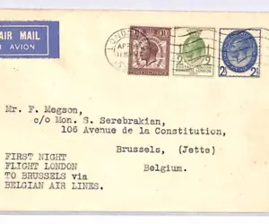 GB KGV 1929 *PUC* Air Mail Cover FIRST NIGHT FLIGHT 1930 BELGIUM {Joffe}YK22 - Picture 1 of 12
