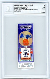 1992 NBA ORLANDO MAGIC VS HORNETS BGS 5 TICKET STUB SHAQ SHAQUILLE O'NEAL ROOKIE - Bild 1 von 2