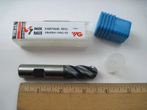 Molino de extremo de nariz de bola de carburo de 5/8" 5/8" x 1-1/4" x 3-1/2", 4FL, AlTiN, YG1 EMB79040 - Imagen 1 de 4