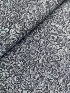 Vtg BLUE ROSES Floral on Blue Concord JOAN KESSLER Fabric Quilt Cotton 2 Yards - Picture 1 of 3