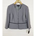 NWT Tahari ASL Gray Peplum Snap Button Close Blazer Jacket Womens Size 14