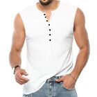 Casual Vest Sleeveless Solid Color T Shirt Tank Top Tee Vest Button Down