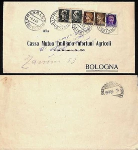 RSI-IMPERIALE 10c+15c(245/246)+ RSI 50c(493)-Piego CREVALCORE->Bologna 8.2.1945 - Bild 1 von 1