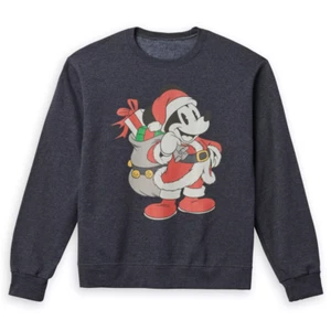 Disney Santa Mickey Mouse Holiday Pullover Sweatshirt for Adults M New - Picture 1 of 1