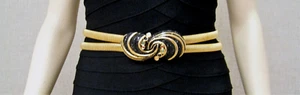 Judith Leiber Gold Metal Stretch Swarovski Crystals Gemstone Medallion Belt M L - Picture 1 of 11