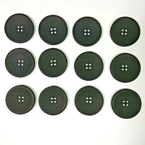 12 Black Matte Large Buttons Plastic Four Hole 54 Line 1 1/4 " Diameter 32 MM - Picture 1 of 5