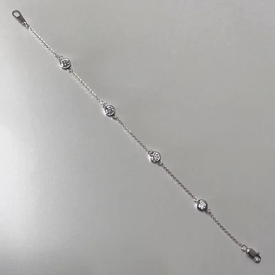 Brazalete de 4 estaciones de diamantes por yarda de 0,80 quilates E VVS1 redondo de oro de 14 k hecho por el hombre Foto 1 de 4