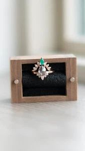 Alexis Russell Salt&Pepper Diamond Engagement Ring with Emerald Diamond Band - Picture 1 of 7