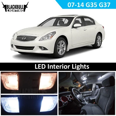 Kit de pacote de luz LED interior branca compatível com Infiniti G35 G37 Sedan 2007-2014 12 peças - Imagem 1 de 4