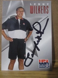 LENNY WILKENS SIGNED/AUTOGRAPHED SKYBOX CARD TEAM USA CLEVELAND CAVALIERS NBA - Picture 1 of 4