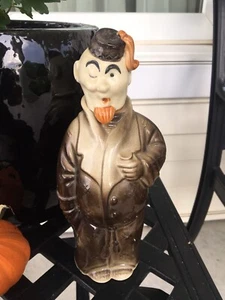 Vintage deutsche Keramik betrunkener Mönch Dekanter mit Fez marokkanische Figur Schnaps - Bild 1 von 10