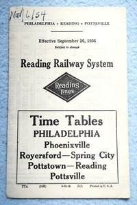 Reading Timetable - Philadelphia-Reading-Pottsville - Sept 26, 1954 - Picture 1 of 3