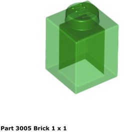 Lego 1x 3005 Trans-Green Brick 1 x 1 Vf/Fn Space Town