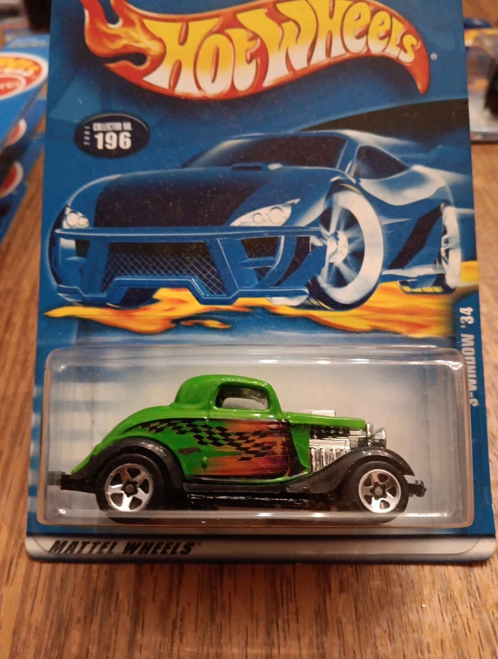 Hot Wheels 2001 Collector #196 3 Window '34 1934 Green Black 5sps 50077