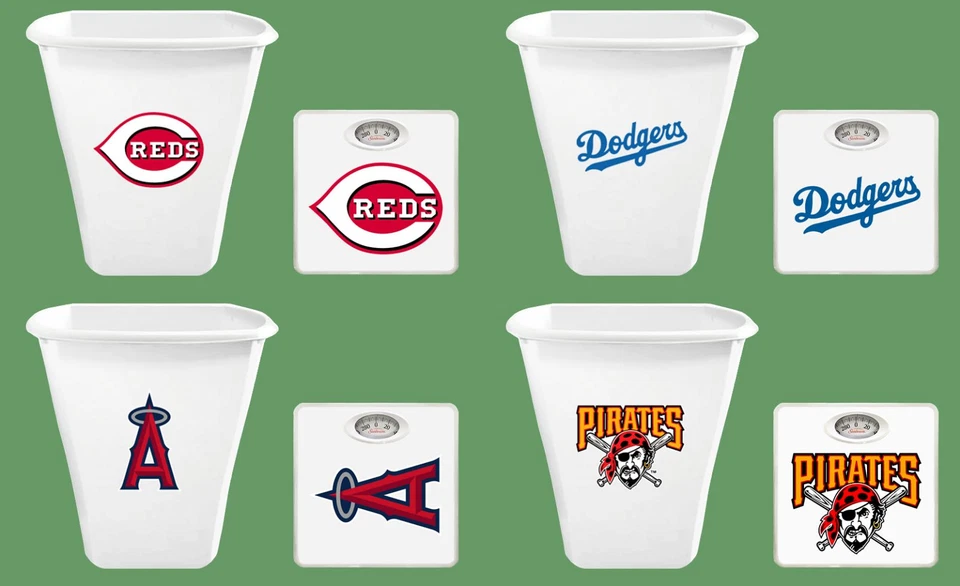 Juego de calcomanías blancas con el logotipo del equipo de béisbol MLB de escala de baño y bote de basura de 5 galones Foto 1 de 1