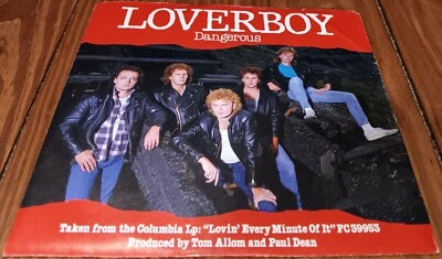 Loverboy Dangerous Promo White Label Columbia Records Vinyl 38-05711 7" 45 1985 - Image 1 of 4