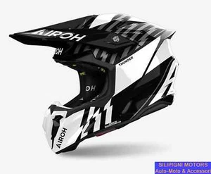 CASCO AIROH TWIST 3 THUNDER Black/White GLOSS Per Off-Road Cross Enduro - Foto 1 di 4
