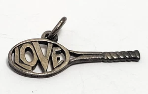 Retired James Avery Sterling Silver Love Tennis Racket Charm - Picture 1 of 4