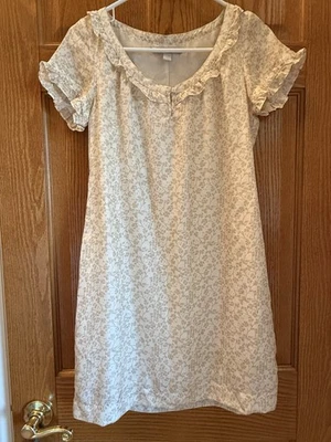 Vestido túnica de seda vintage OLD NAVY tamanho XS floral forrado em creme COTTAGECORE - Imagem 1 de 4