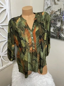 NWT NY COLLECTION petite xl PXL PLEATED STRETCH 3/4 SLEEVE TOP - Picture 1 of 6