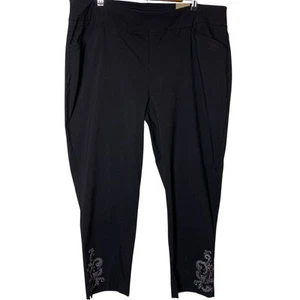 Chico's Pants Women's Size 4 Josie Sparkle Hem Black Pull-On Stretch Ankle NWT - Picture 1 of 9