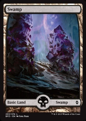 MTG Swamp (263) - Foil - Full Art, Battle For Zendikar, Lightly Played, English - Image 1 of 1