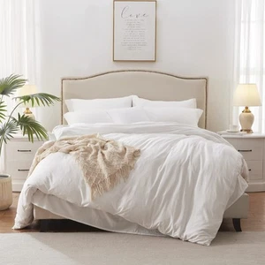 Super Soft Duvet Cover - 100% Washed Microfiber White Comforter Cover Set 3 P... - Picture 1 of 8