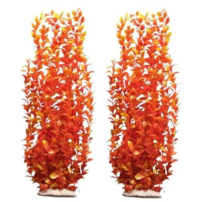 Pack de 2 plantas altas de plástico para acuario grandes peces falsos naranja hojas redondas 6516 Foto 1 de 2