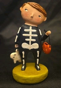 ESC Jenene Mortimer Halloween Junge als SKELETT verkleidet Volkskunst Figur    - Bild 1 von 9