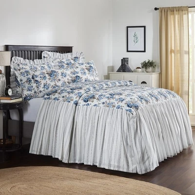 Farmhouse California King Coverlet Blue Annie Floral / Bedroom Decor VHC Brands - Image 1 of 4