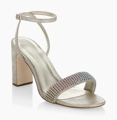 Sandalias Loeffler Randall Shay Metálicas Gamuza Estrás Correa al Tobillo Talla 7 Nuevas sin Caja Foto 1 de 4