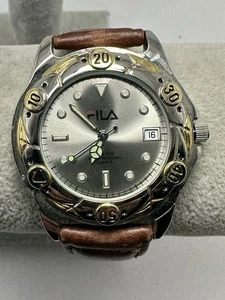 Fila 675294 New Battery Mens Vintage Watch Swiss Made 40MM 7.5" Leather Band M17 - Picture 1 of 12
